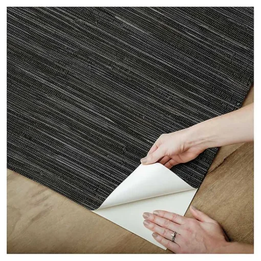 Kirklands Home Wall Murals & Wallpaper|Textured Grassweave Peel & Stick Wallpaper Black