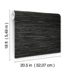 Kirklands Home Wall Murals & Wallpaper|Textured Grassweave Peel & Stick Wallpaper Black
