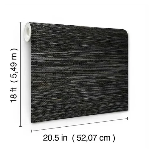 Kirklands Home Wall Murals & Wallpaper|Textured Grassweave Peel & Stick Wallpaper Black