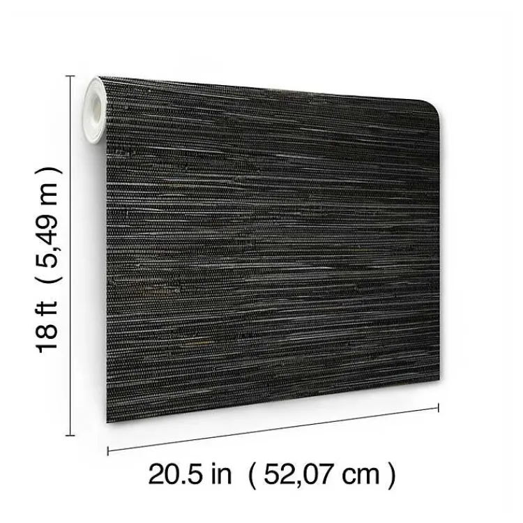 Kirklands Home Wall Murals & Wallpaper|Textured Grassweave Peel & Stick Wallpaper Black