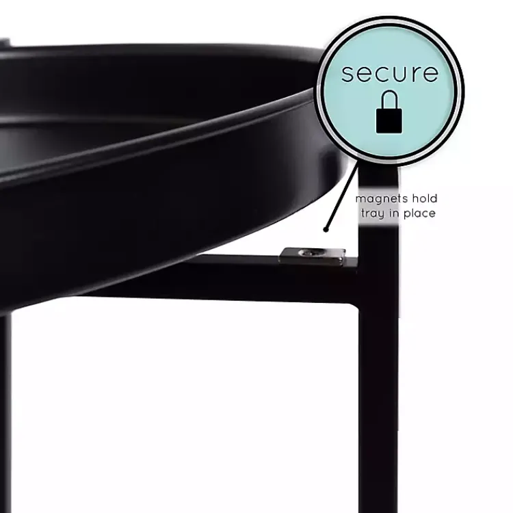 Kirklands Home Accent & End Tables|2-Tier Foldable Cienna Accent Table Black