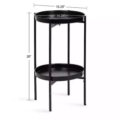 Kirklands Home Accent & End Tables|2-Tier Foldable Cienna Accent Table Black