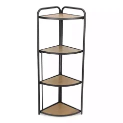 Kirklands Home Bookshelves|Black 4-Tier Foldable Corner Shelf
