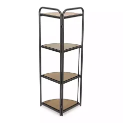 Kirklands Home Bookshelves|Black 4-Tier Foldable Corner Shelf