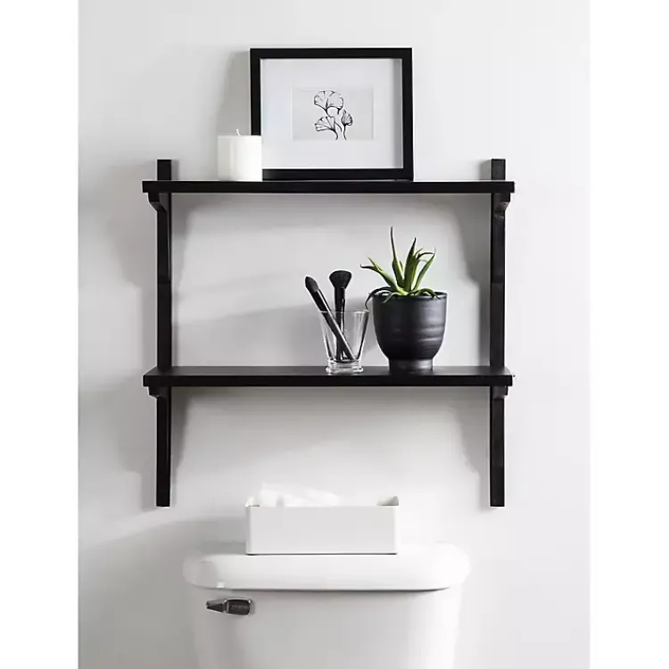 Kirklands Home Shelves|Traditional Two-Tiered Wall Shelf Black