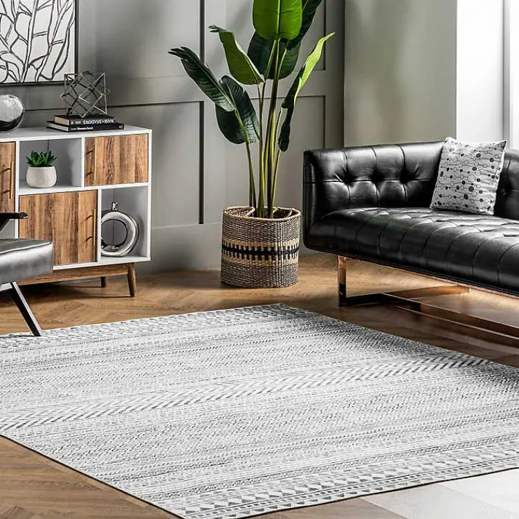 Kirklands Home Area Rugs|Black Tribal Geometric Washable Area Rug, 6x9