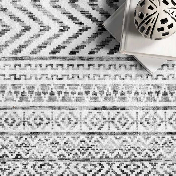 Kirklands Home Area Rugs|Black Tribal Geometric Washable Area Rug, 8x10