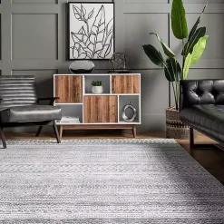 Kirklands Home Area Rugs|Black Tribal Geometric Washable Area Rug, 8x10