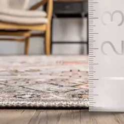 Kirklands Home Area Rugs|Black Tribal Motif Washable Area Rug, 5x8