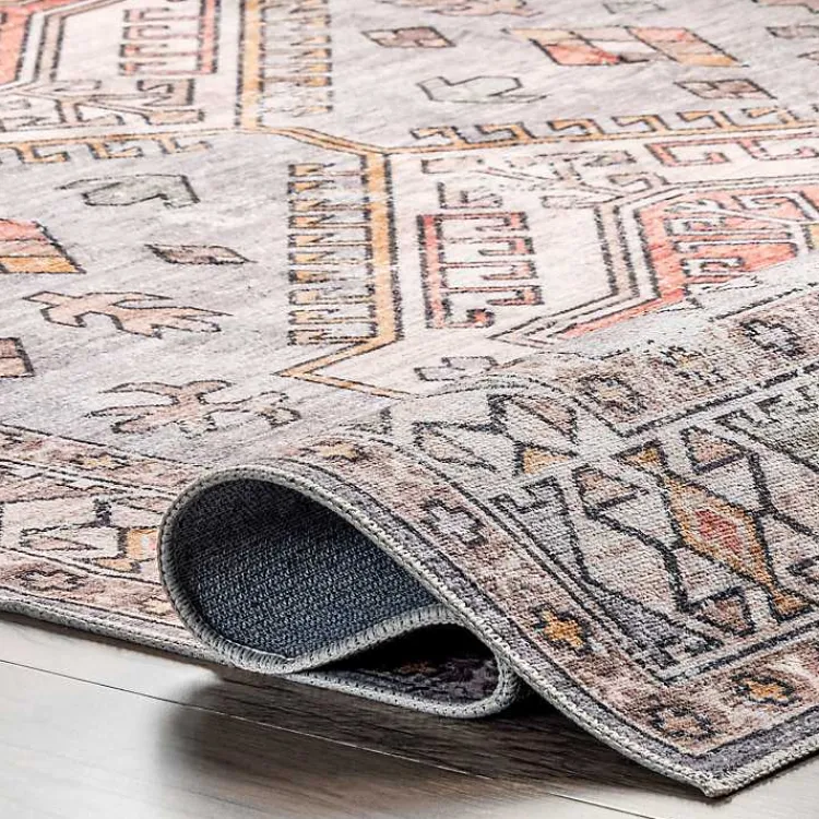 Kirklands Home Area Rugs|Black Tribal Motif Washable Area Rug, 5x8