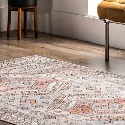 Kirklands Home Area Rugs|Black Tribal Motif Washable Area Rug, 5x8