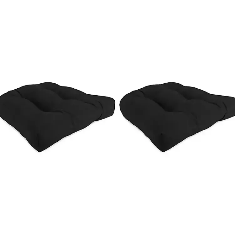 Kirklands Home Outdoor Cushions & Pillows|Tufted Outdoor Chair Cushions, Set of 2 Black