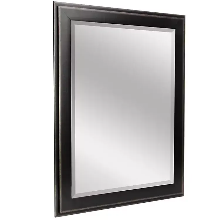 Kirklands Home Framed Mirrors|Black Two Step Beveled Frame Vanity Mirror