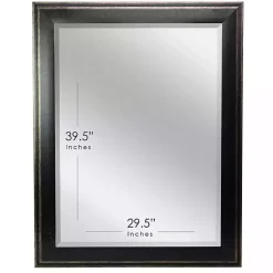 Kirklands Home Framed Mirrors|Black Two Step Beveled Frame Vanity Mirror