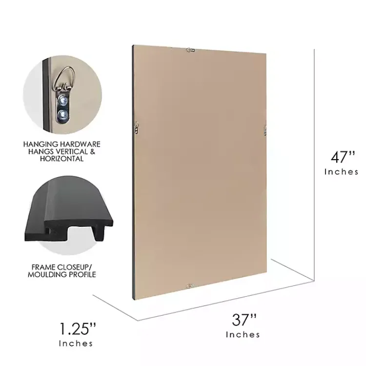 Kirklands Home Framed Mirrors|Black Two Step Beveled Frame Vanity Mirror