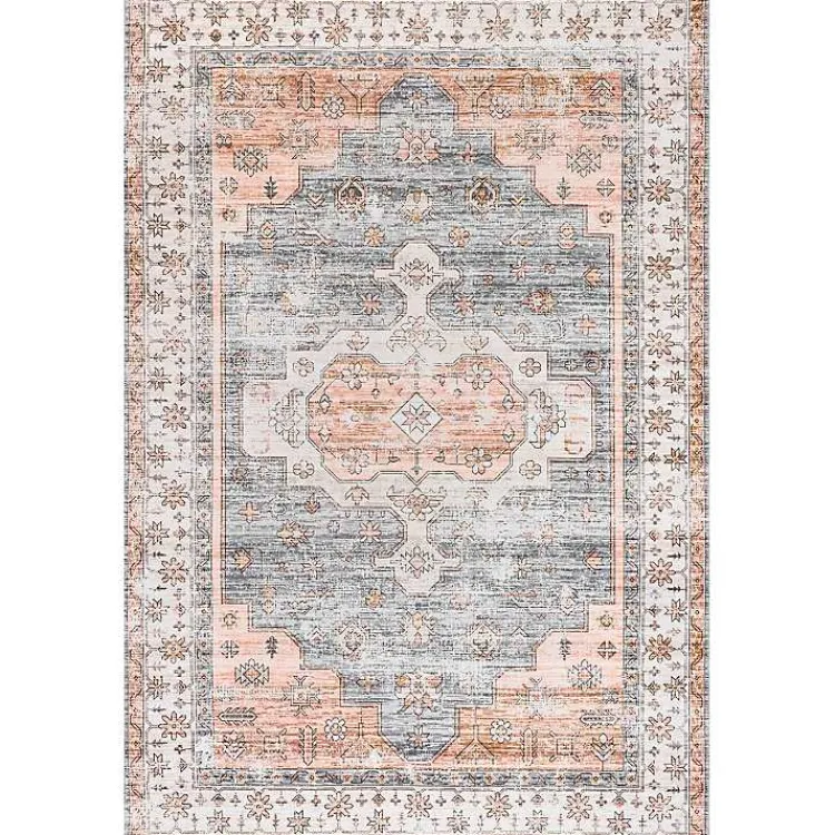 Kirklands Home Area Rugs|Black Vintage Motif Washable Area Rug, 5x8