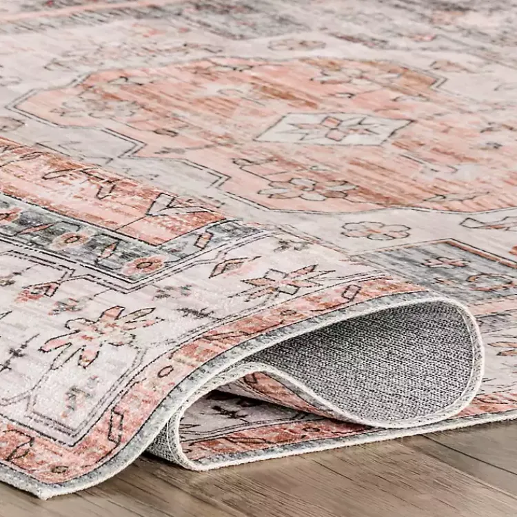 Kirklands Home Area Rugs|Black Vintage Motif Washable Area Rug, 5x8