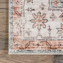 Kirklands Home Area Rugs|Black Vintage Motif Washable Area Rug, 5x8