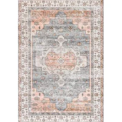 Kirklands Home Area Rugs|Black Vintage Motif Washable Area Rug, 8x10