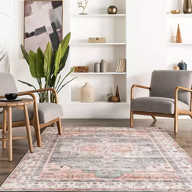 Kirklands Home Area Rugs|Black Vintage Motif Washable Area Rug, 8x10