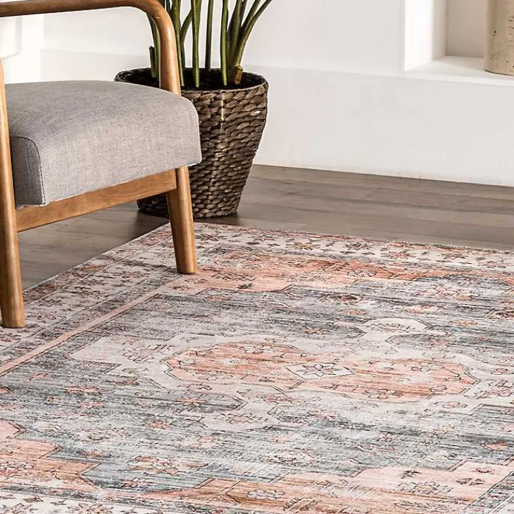 Kirklands Home Area Rugs|Black Vintage Motif Washable Area Rug, 8x10