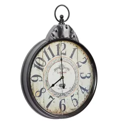 Kirklands Home Clocks|Black Vintage Pocket Watch Wall Clock