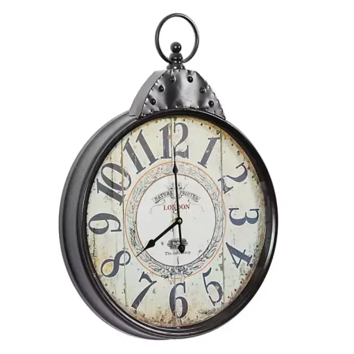 Kirklands Home Clocks|Black Vintage Pocket Watch Wall Clock