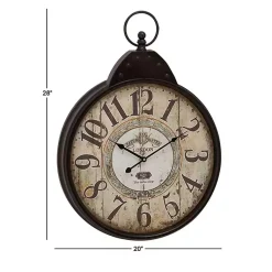 Kirklands Home Clocks|Black Vintage Pocket Watch Wall Clock