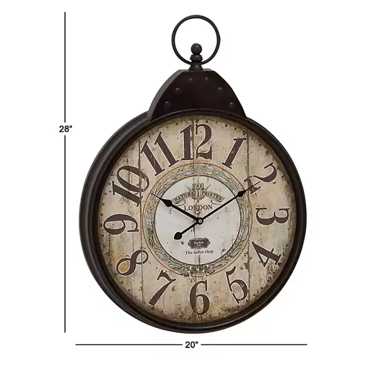 Kirklands Home Clocks|Black Vintage Pocket Watch Wall Clock
