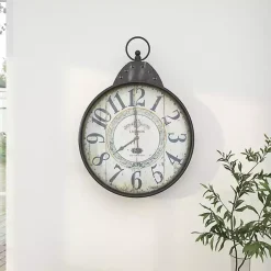 Kirklands Home Clocks|Black Vintage Pocket Watch Wall Clock