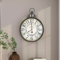 Kirklands Home Clocks|Black Vintage Pocket Watch Wall Clock