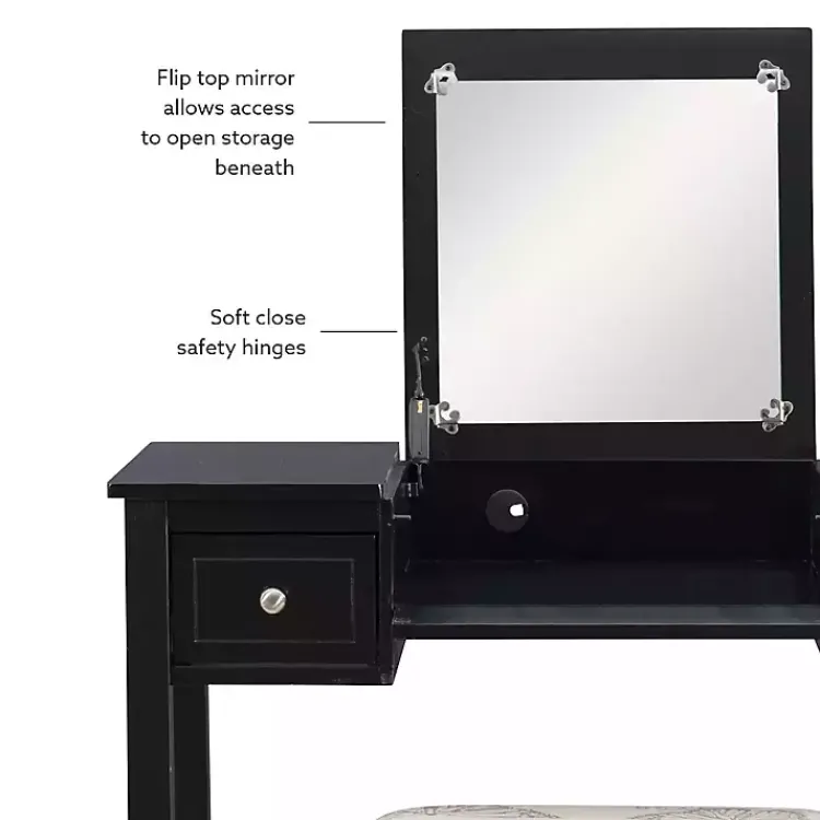 Kirklands Home Dressers & Chests|Virginia Butterfly 2-pc. Vanity Set Black