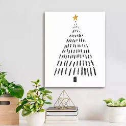Online Black Watercolor Christmas Tree Canvas Art Print Christmas Art & Wall Decor