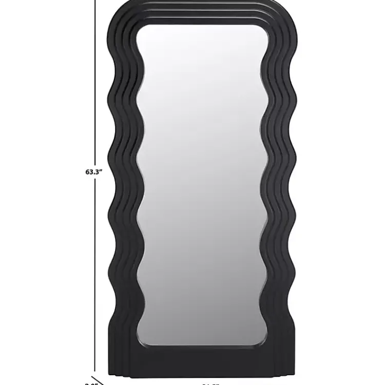 Kirklands Home Full Length & Floor Mirrors|Wavy Mayha Leaner Mirror Black