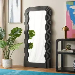 Kirklands Home Full Length & Floor Mirrors|Wavy Mayha Leaner Mirror Black