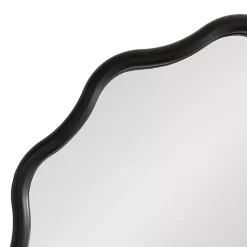 Kirklands Home Decorative Mirrors|Wavy Scallop Round Wall Mirror Black
