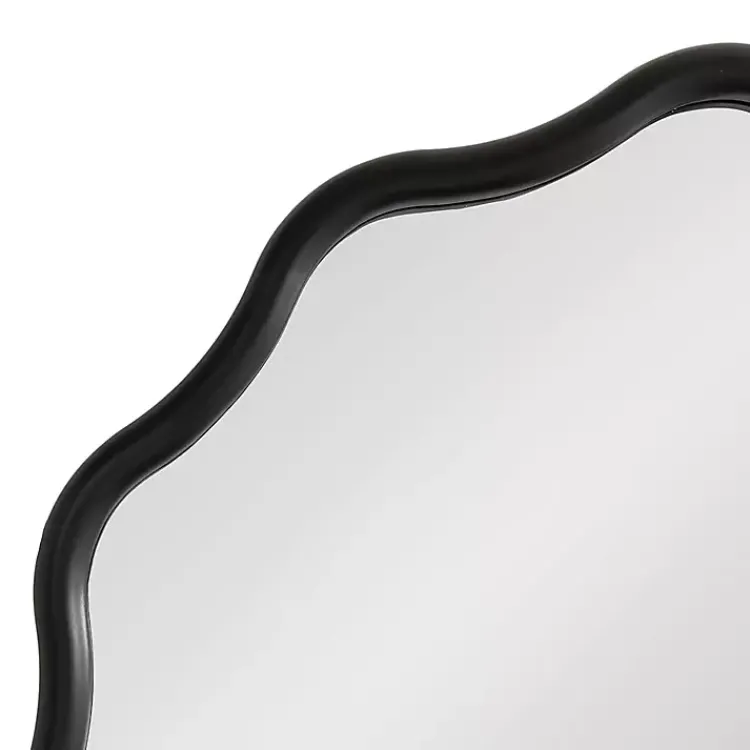 Kirklands Home Decorative Mirrors|Wavy Scallop Round Wall Mirror Black