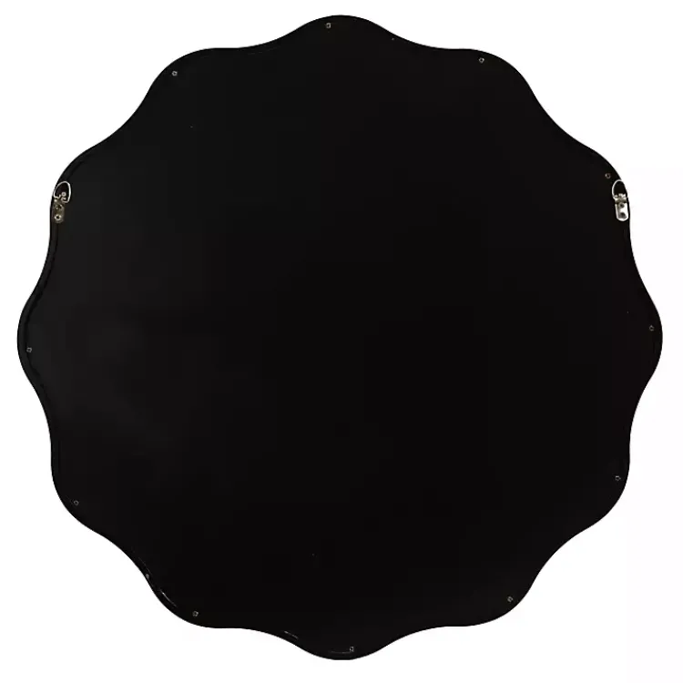 Kirklands Home Decorative Mirrors|Wavy Scallop Round Wall Mirror Black