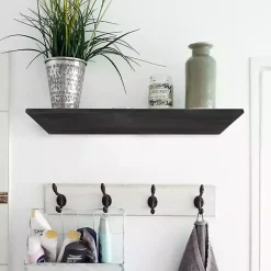 Kirklands Home Shelves|Black Wedge Wood Small Floating Shelf