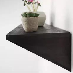 Kirklands Home Shelves|Black Wedge Wood Small Floating Shelf