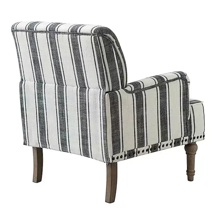 Kirklands Home Accent Chairs|Black White Stripe Upholstered Accent Chair
