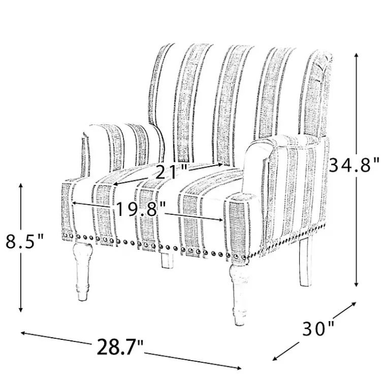 Kirklands Home Accent Chairs|Black White Stripe Upholstered Accent Chair