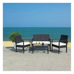 Kirklands Home Outdoor Sets|Black Wicker Frame 4-pc. Outdoor Living Set