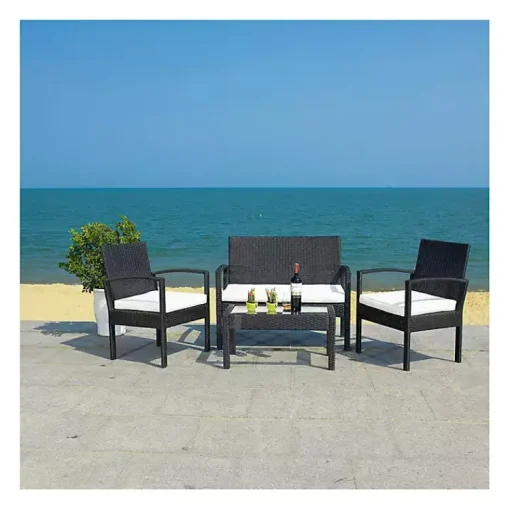 Kirklands Home Outdoor Sets|Black Wicker Frame 4-pc. Outdoor Living Set