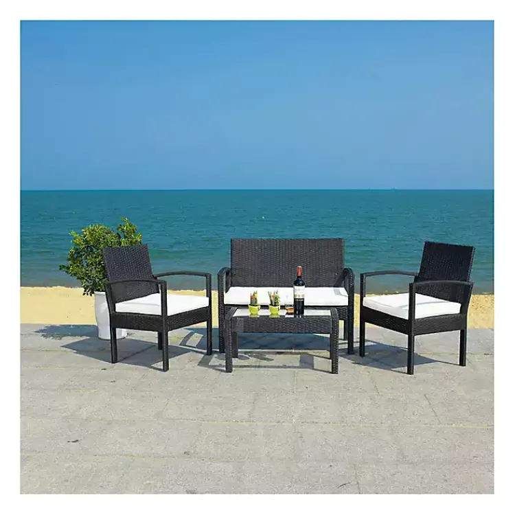 Kirklands Home Outdoor Sets|Black Wicker Frame 4-pc. Outdoor Living Set