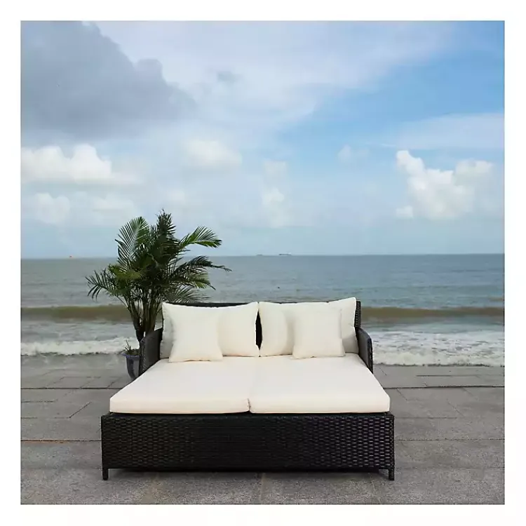 Kirklands Home Outdoor Seating|Black Wicker Outdoor Daybed