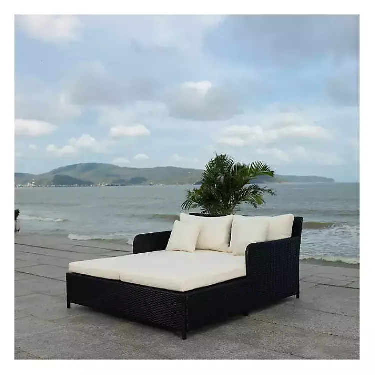 Kirklands Home Outdoor Seating|Black Wicker Outdoor Daybed