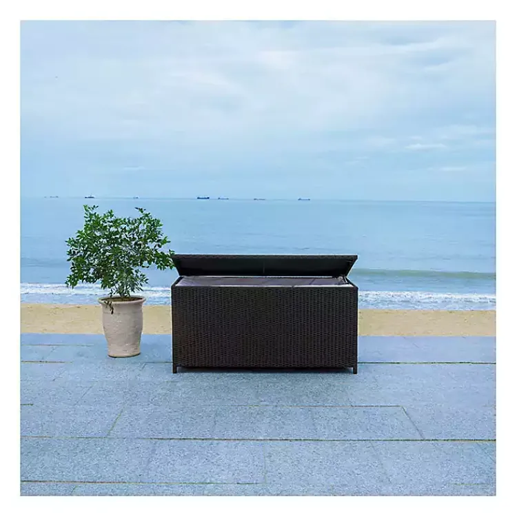 Kirklands Home Outdoor Accent Furniture|Wicker Outdoor Storage Box Black