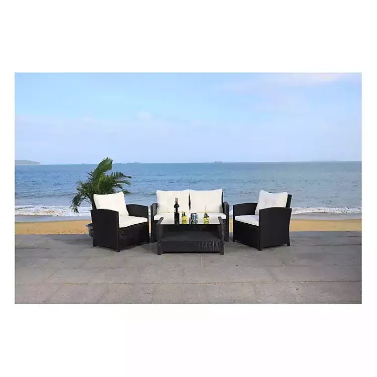 Kirklands Home Outdoor Sets|Black Wicker 4-pc. Deluxe Outdoor Living Set