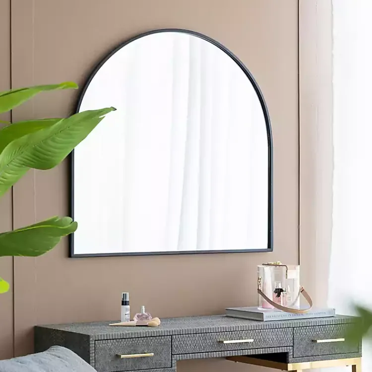 Kirklands Home Decorative Mirrors|Wide Arched Wall Mirror Black